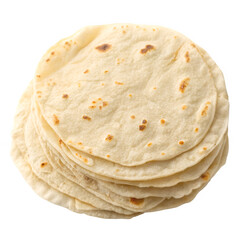 Fresh Indian chapati isolated on transparent background