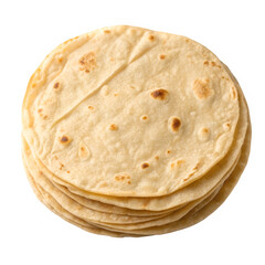 Fresh Indian chapati isolated on transparent background