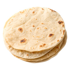 Fresh Indian chapati isolated on transparent background