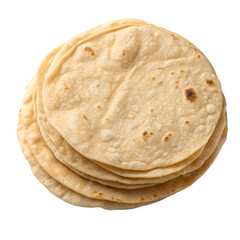 Fresh Indian chapati isolated on transparent background