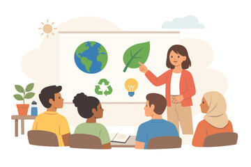Fototapeta premium Teacher explaining environmental concepts to students
