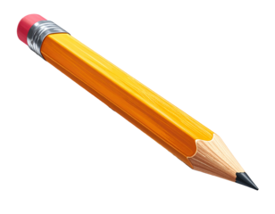 Yellow Pencil with Red Eraser and Sharp Tip.