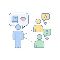 human interaction and customer feedback concept with flat line style on transparent background