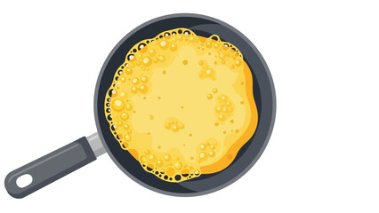 Illustrative Golden Pancake Bubbling in a Frying Pan Freshly Cooking Delicious Breakfast Experience