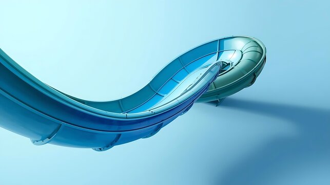 Abstract Blue Water Slide Tunnel