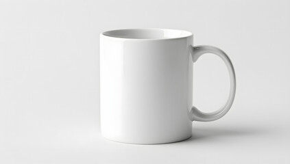 Obraz premium Minimalist Ceramic Mug: A sleek and simple white ceramic mug, perfect for enjoying your favorite hot beverage, presented on a clean background.