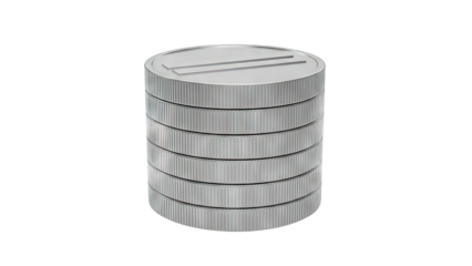 Stack of Silver Coins with Parallel Line Detail