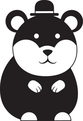 Fototapeta premium Cute Bear Cartoon Character with Hat Silhouette Icon