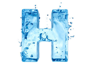 Letter H Made of Ice Melting.