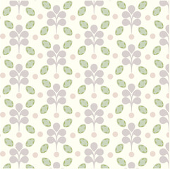 Elegant Botanical Seamless Pattern with Pastel Leaves and Flowers for Fabric Wallpaper Gift Wrap Design