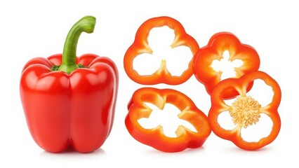 Fresh red bell pepper sliced
