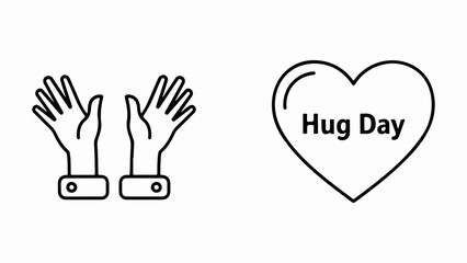 Fototapeta premium Open hands and heart symbol for hug day celebration isolated on white background, Vector, illustration