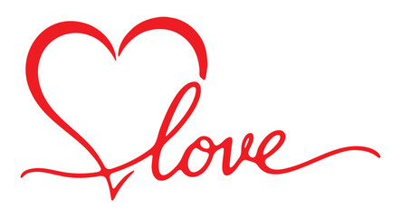 Red heart shaped love symbol on white background for valentines day