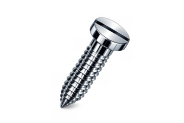 Shiny metal screw creating connection, holding parts together, construction, repair, and diy projects