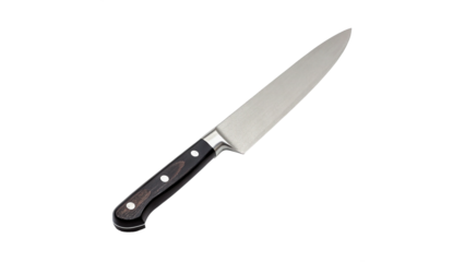 High-quality kitchen knife isolated on transparent background cut out
