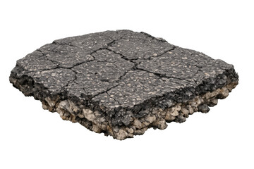 Cracked asphalt pavement cross section with transparent background