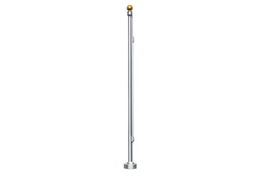 Empty flag pole standing, isolated, transparent background
