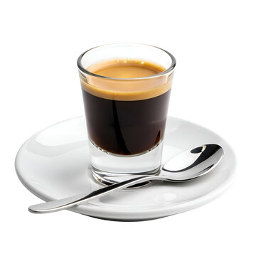 Espresso Coffee in Glass Cup.