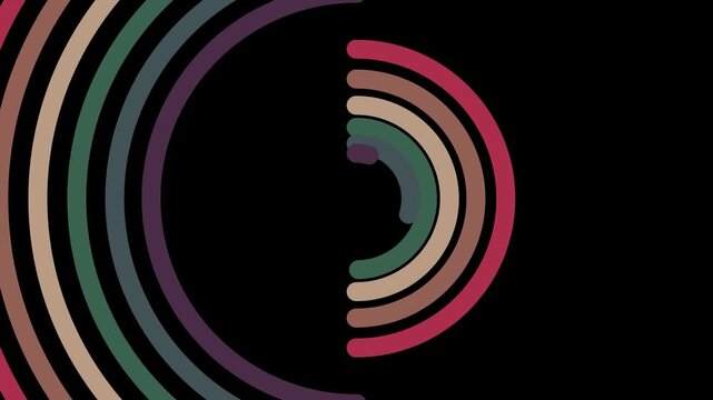 Retro animation with half circles shows on left and right side of screen. Loop able for endless effect