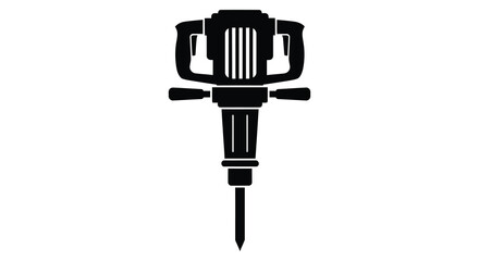 a detailed depiction of a jackhammer tool presented in a striking monochrome design showcasing its robust construction silhouette high quality professional © mrvect02