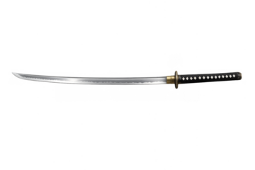 Japanese katana sword with sharp traditional metal blade