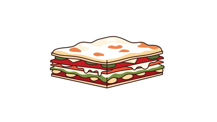 Fototapeta premium Delicious Layered Lasagna Illustration On White Background For Food Related Projects