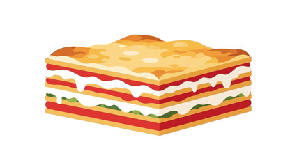 Fototapeta premium Delicious Layered Food Illustration: Italian Lasagna in a Simple, Flat Vector Style