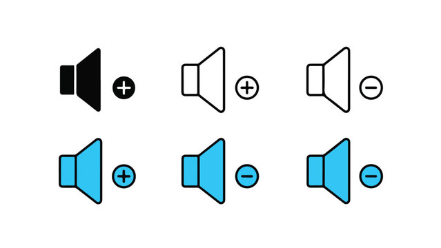 Audio volume control icons. Flat Design Icon. Vector icon set. Modern style icon. Glyph and solid icon set. Icon vector. line icon set. Clipart
