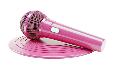 Pink Microphone on Circular Platform