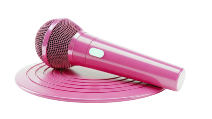 Pink Microphone on Circular Platform