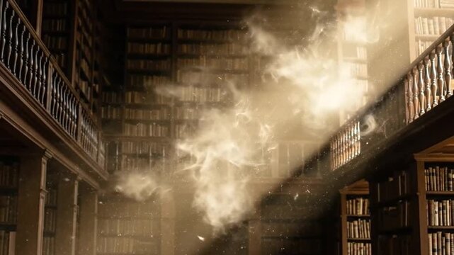 Light Dust Motes Dancing In A Beam Of Sunlight with Copy Space