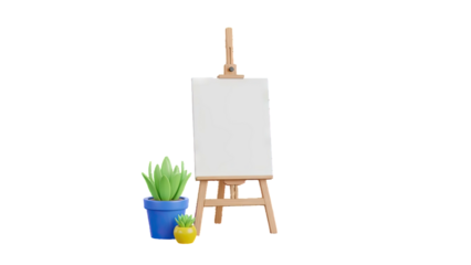 3D Rendering of an Easel with Plants