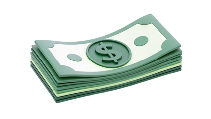 Stylized Stack of Green Dollar Bills with Dollar Sign