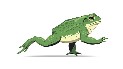 Fototapeta premium Vibrant green amphibian in a dynamic pose on a clean white background, showcasing detailed texture and lively movement