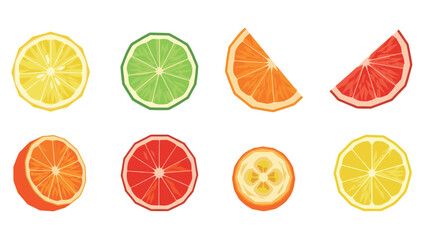 Obraz premium Geometric citrus fruit slices: vibrant low poly art collection