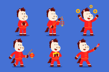 Horse Wear Red Cartoon Characters