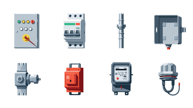 Various industrial equipment icons for electrical engineering projects