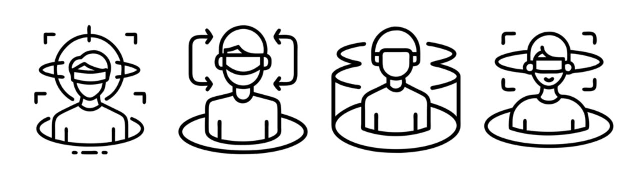 Virtual reality augmented reality 360 degree view line icons