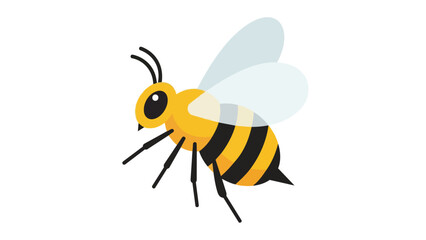 Vibrant cartoon honeybee with distinct yellow and black stripes in gentle flight symbolizing nature's busy work and essential ecological pollination