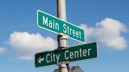 Obraz premium Main street sign directing to city center illustration