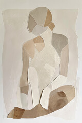abstract female silhouette collage, minimalist body shapes, cut paper forms