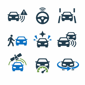 Self-driving car technology: features and safety icons