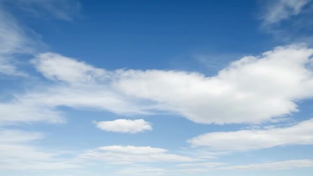 Bright blue sky filled with f white clouds creating a serene atmosphere.