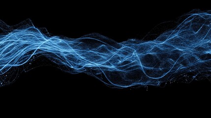 Data stream flows through space creating shapes and patterns