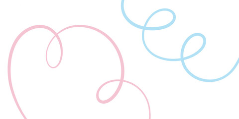 Pastel pink and blue swirly squiggle vector frame doodle on white background, modern minimalist abstract banner