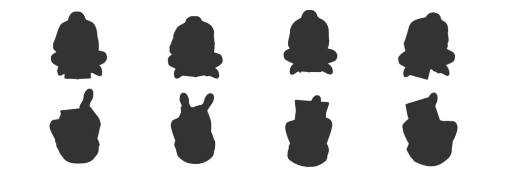 Architectural Vector Students for Floor Plans: Top View Figures Studying and Sitting for Educational Layouts in Silhouette Style