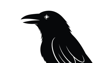 Obraz premium Mysterious raven with a sharp target gaze depicted in a striking monochrome illustration symbolising astute observation and focused resolve