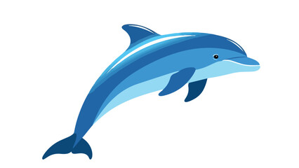 Obraz premium Graceful marine mammal illustration leaping with vibrant aquatic shades of blue and white isolated background