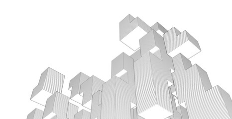 abstract architecture geometric shapes 3d