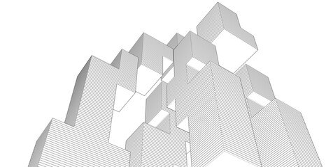abstract architecture geometric shapes 3d